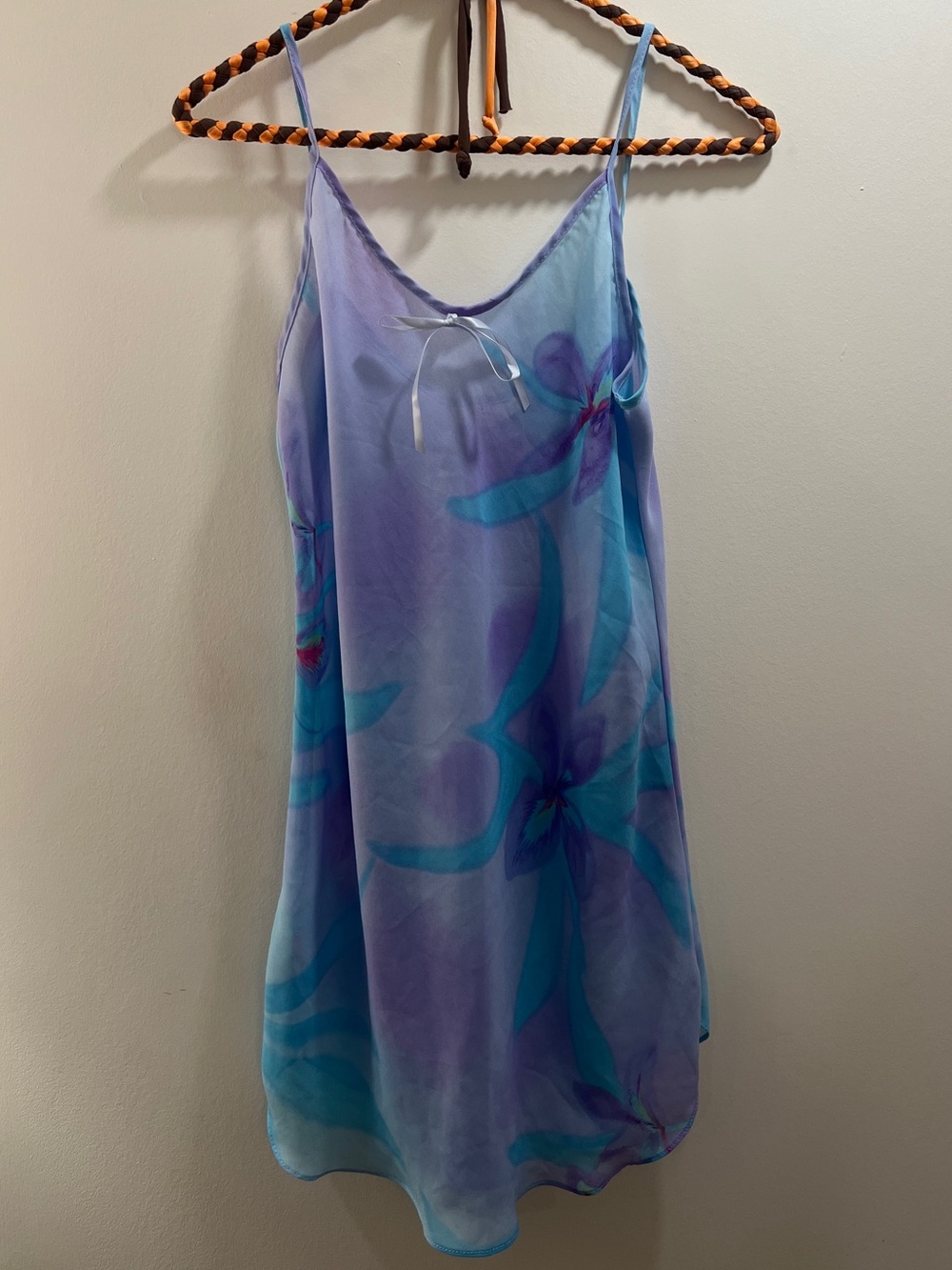 Vintage Blue & Purple Floral Sheer Chemise